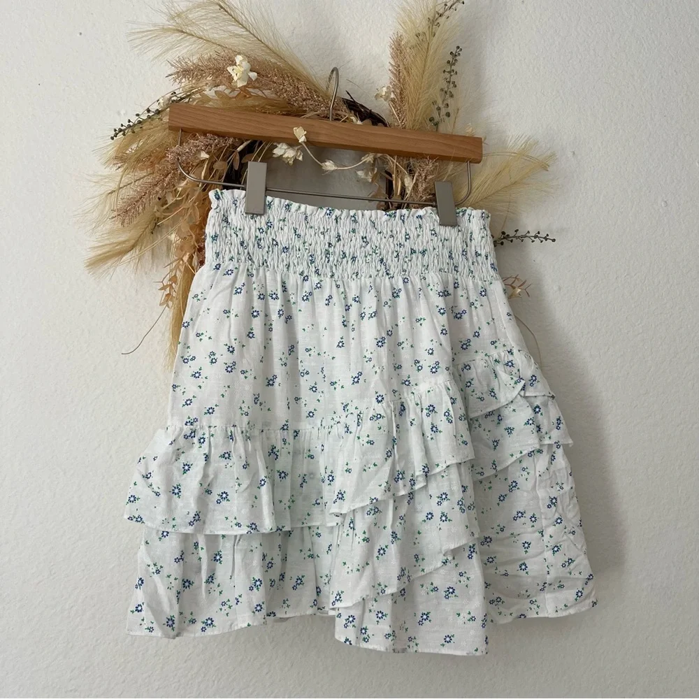 The Shirt By Rochelle Behrens Floral Smocked Mini Skirt